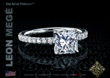 Exclusive Lotus Solitaire ring featuring a 1.07 princess cut diamond by Leon Mege.
