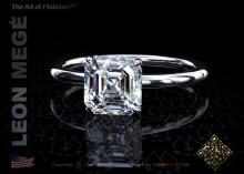 Modern solitaire featuring an Asscher cut diamond by Leon Megé