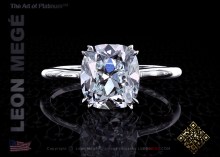 Princessa™ solitaire featuring a 2.55 carat True Antique™ cushion diamond by Leon Megé