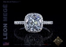 811™ Halo engagement ring featuring a 2.02 carat True Antique™ cushion cut diamond by Leon Megé