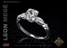 Custom solitaire engagement ring with a 1.14 carat True Antique™ cushion cut diamond