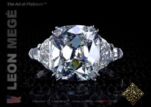 Classic five-stone ring featuring a True Antique™ cushion diamond by Leon Mege.