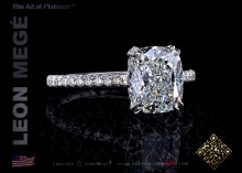 411 Solitaire featuring antique cushion cut diamond by Leon Mege.