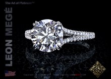 Split shank solitaire featuring a round diamond by Leon Mege.