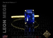 Princessa Solitaire ring featuring an emerald cut sapphire by Leon Mege.
