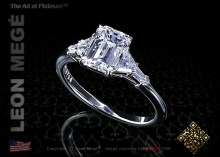 Classic Five Stone Ring, featuring 1.24 carat emerald diamond by Leon Mege