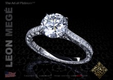 301™ Engagement ring with a round cut diamond and micro pave by Leon Megé