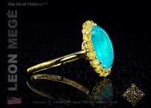 Paraiba tourmaline halo ring by Leon Mege.