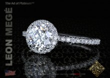 811 Halo solitaire featuring a 0.86 carat round brilliant diamond by Leon Mege.