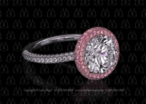 Pink diamond halo ring by Leon Mege