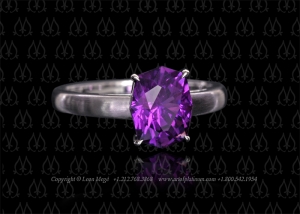 Purple sapphire solitaire ring by Leon Megé